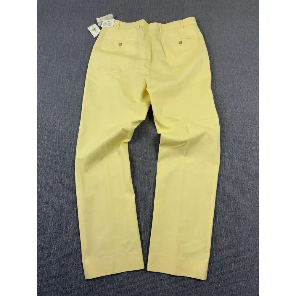 Southern Pines Golf Pants Men’s 36x32 Yellow Flat Front Cotton NWT Modern Fit